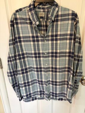 Izod Men’s Plaid Button-Down Shirt - Navy & Light Blue